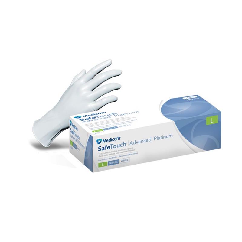 Перчатки нитрил L 50пар Platinum White Nitrile PF Medicom нестер неопудр текстур на пальцах (без упаковки)