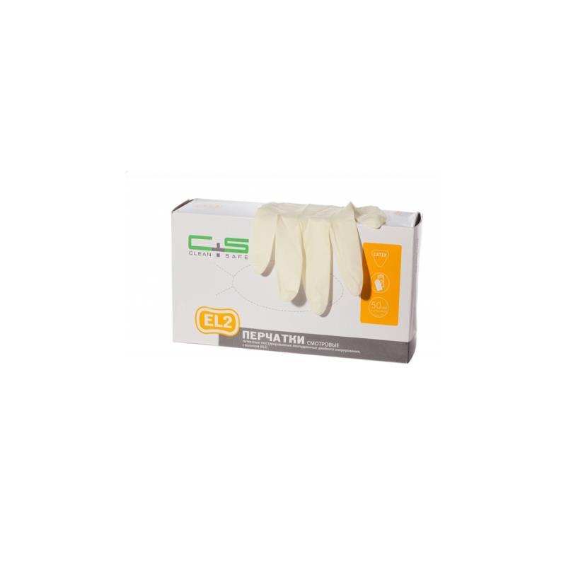 Перчатки латекс XL 50пар Clean+Safe нестер неопудр текстур с валиком (EL2) желтые двойное хлоринир