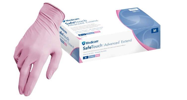Перчатки нитрил M 50пар Safetouch Extented Pink Nitrile PF Medicom нестер неопудр полностью текстур. розовые диагностич однораз