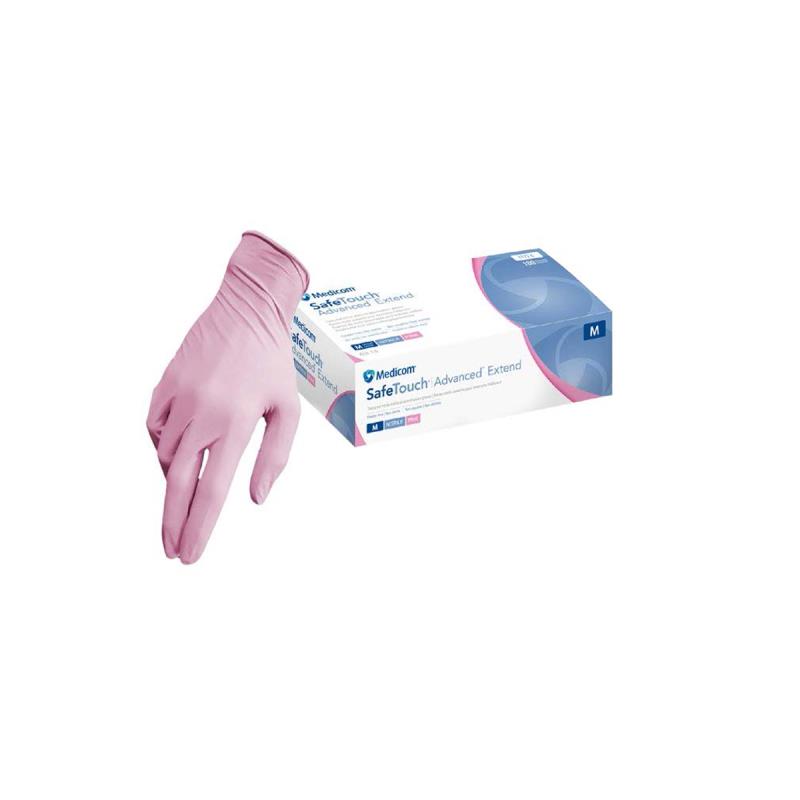 Перчатки нитрил S 50пар Safetouch Extented Pink Nitrile PF Medicom нестер неопудр полностью текстур. розовые диагностич однораз