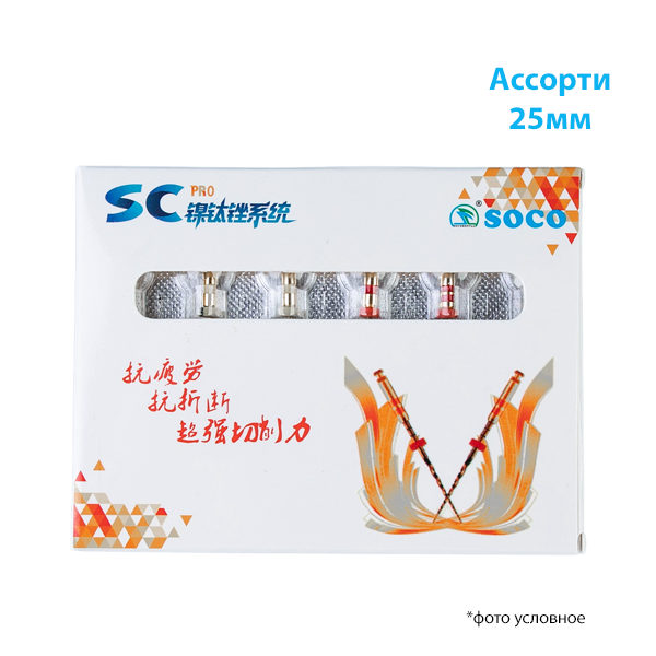 Файлы Соко СК Про/Controlled memory SC PRO NiTi File System ассорти 08/17 L19мм 02/19, 04/20, 04/25, 06/25, 04/35 L25мм 6шт купить